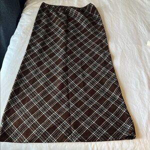 Vintage Opera Brown Plaid A-Line Maxi Skirt | 90s Made in USA